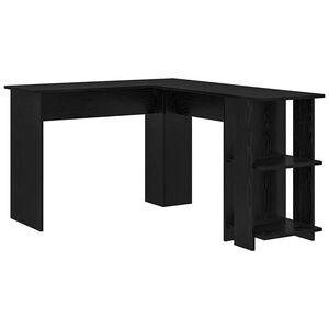 vidaXL H&ouml;rnskrivbord Svart Ek Konstruerat tr&auml; 140 x 113,5 x 75 cm