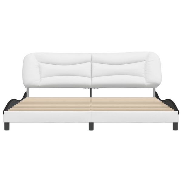 vidaXL Bed Frame without Mattress "Hvar" White and Black 200x200 cm Faux Leather