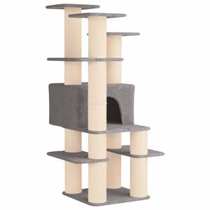 vidaXL Katttr&auml;d med sisal kl&ouml;spelare Ljusgr&aring; 161 cm