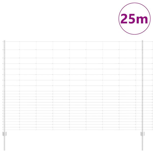 vidaXL St&auml;ngsel med stolpe Silver 1,6 x 25 m St&aring;l