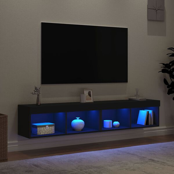 vidaXL Tv-bänk med LED-belysning 2 st svart 80x30x30 cm