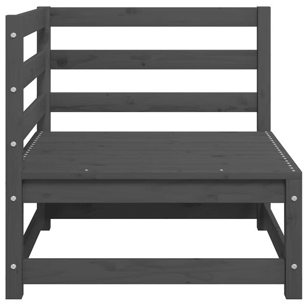 vidaXL Trädgårdssoffa 2-sits med dynor Grå massiv furu