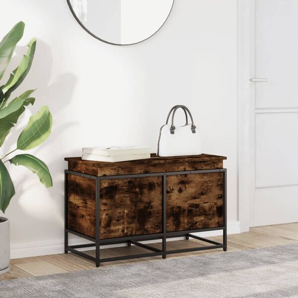 vidaXL Förvaringslåda lock rökfärgad ek 80x40x51,5 cm konstruerat trä