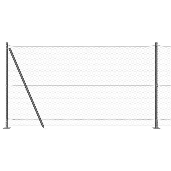 vidaXL Stängselstolpe Grå 25 x 1,4 m (36 mm nät) Stål och PVC