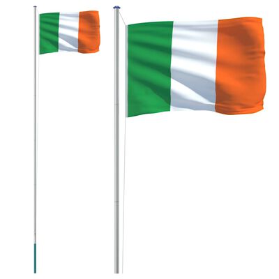 vidaXL Irlands flagga och flaggstång 6,23 m aluminium