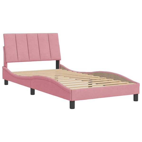 vidaXL Bed Frame without Mattress "Hanko" Pink 100x200 cm Velvet