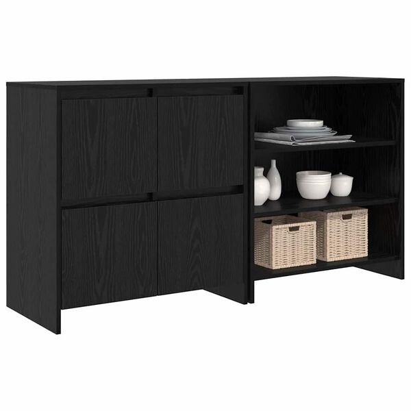 vidaXL Sideboard 2 pcs Svart Ek 70 x 41 x 75 cm Konstruerat tr&auml;