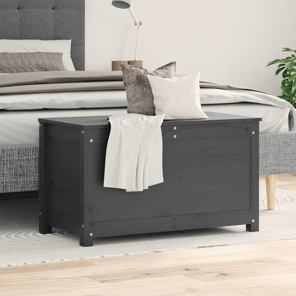vidaXL Förvaringslåda grå 80x40x45,5 cm massiv furu