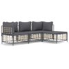 vidaXL Loungegrupp 4 delar med dynor antracit konstrotting