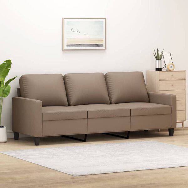 vidaXL 3-sitssoffa cappuccino 180 cm konstl&auml;der