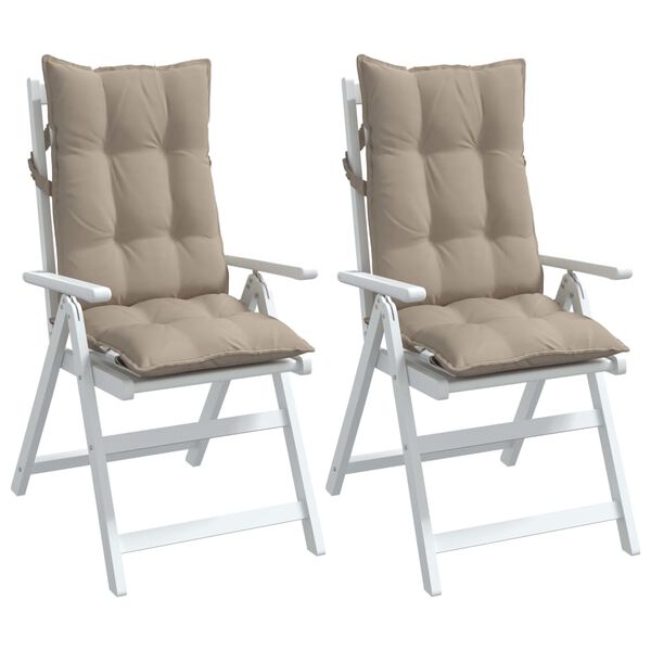 vidaXL Stolsdynor f&ouml;r stolar med h&ouml;g rygg 2 st taupe oxfordtyg