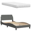 vidaXL Bed with Mattress "Hanko" Dark Grey 100x200 cm Fabric