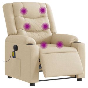 vidaXL Elektrisk massagef&aring;t&ouml;lj gr&auml;ddvit tyg