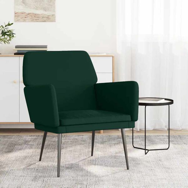 vidaXL Loungestol m&ouml;rkgr&ouml;n 62x79x79 cm sammet