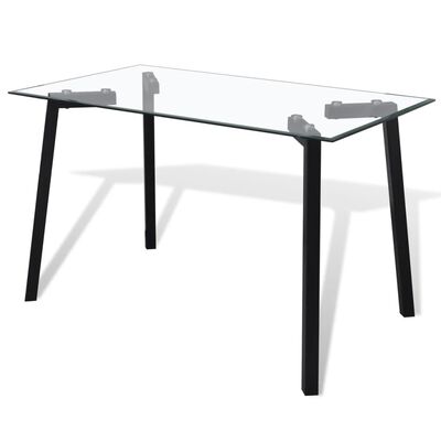 vidaXL Matbord med bordsskiva i glas och svarta ben