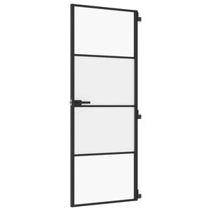 vidaXL Innerd&ouml;rr svart 76x201,5 cm h&auml;rdat glas och aluminium slim