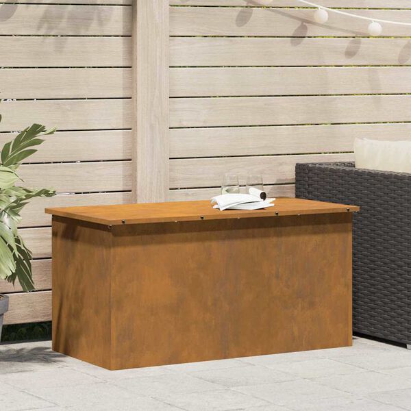 vidaXL Utomhusf&ouml;rvaringsl&aring;da Rostig 100 x 50,5 x 50 cm St&aring;l