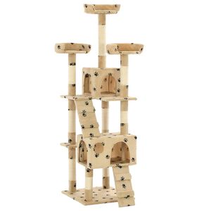 vidaXL Kattr&auml;d med kl&ouml;spelare i sisal 170 cm tassavtryck beige