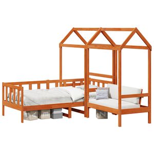 vidaXL Dagb&auml;dd Set VaxBrun 90 x 200 cm Massivt furu