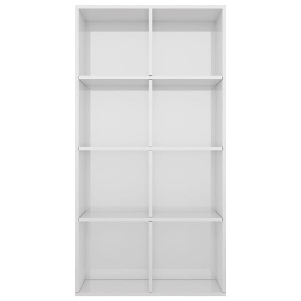 vidaXL Bokhylla/skänk vit högglans 66x30x130 cm konstruerat trä