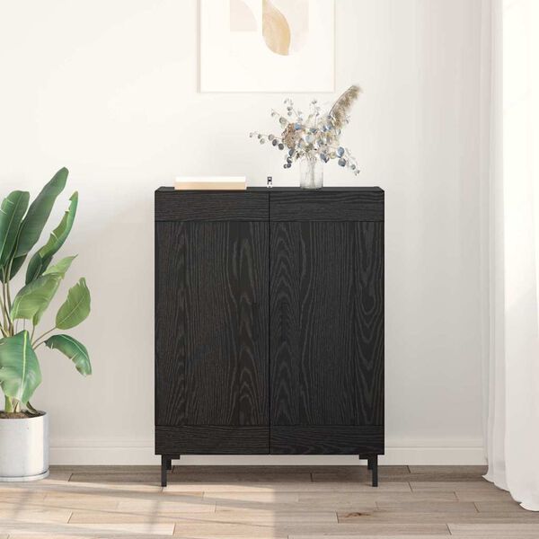 vidaXL Sideboard Svart Ek 69,5 x 34 x 90 cm Konstruerat tr&auml; och j&auml;rn