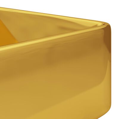 vidaXL Handfat med kranhål 48x37x13,5 cm keramik guld
