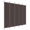 vidaXL Rumsavdelare 5 paneler brun 250x220 cm tyg