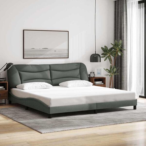 vidaXL Bed Frame without Mattress "Hvar" Dark Grey 200x200 cm Fabric