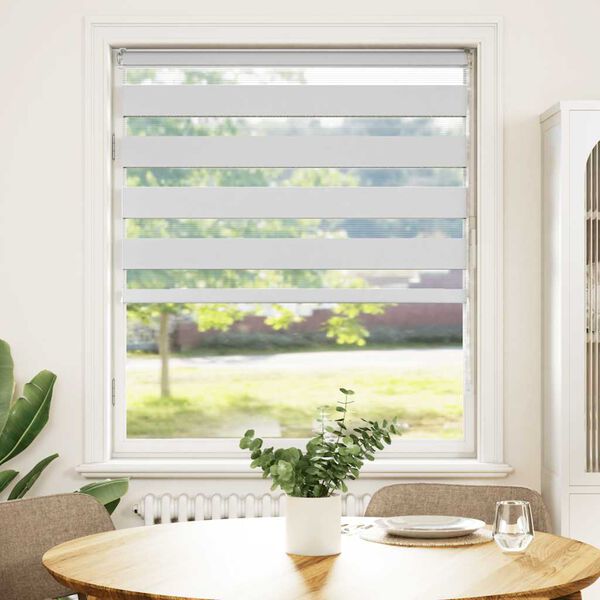 vidaXL Rullgardin zebra vit 100x100 cm tyg bredd 95,9 cm polyester