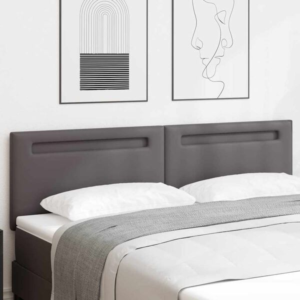 vidaXL LED huvuddyna Gr&aring; 180 cm Konstl&auml;der