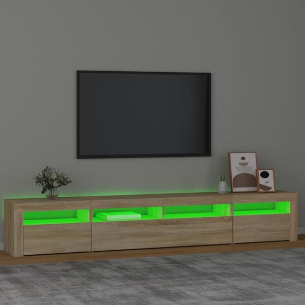 vidaXL Tv-bänk med LED-belysning sonoma ek 240x35x40 cm