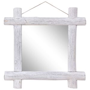 vidaXL V&auml;ggspegel vit 70x70 cm massivt &aring;tervunnet tr&auml;