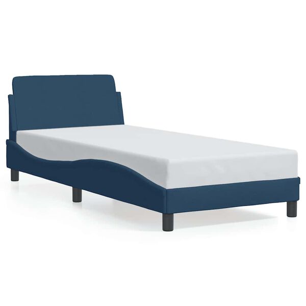 vidaXL Bed Frame with Headboard "Dover" Blue 90x200 cm Fabric