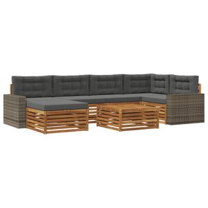 vidaXL Utomhussoffset med kudde 7 pcs Naturlig och Antracit