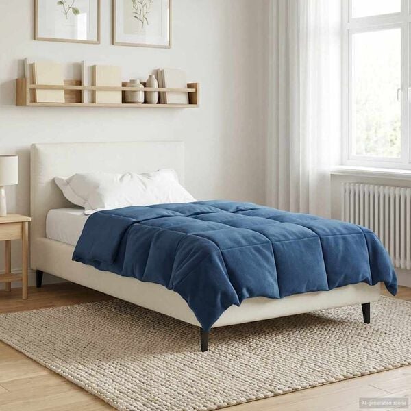 vidaXL Full &Aring;rs-Duvet Quiltad M&ouml;rkbl&aring; 135 x 200 cm Mikrofiber