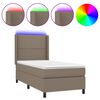 vidaXL Rams&auml;ng med madrass & LED taupe 90x190 cm tyg