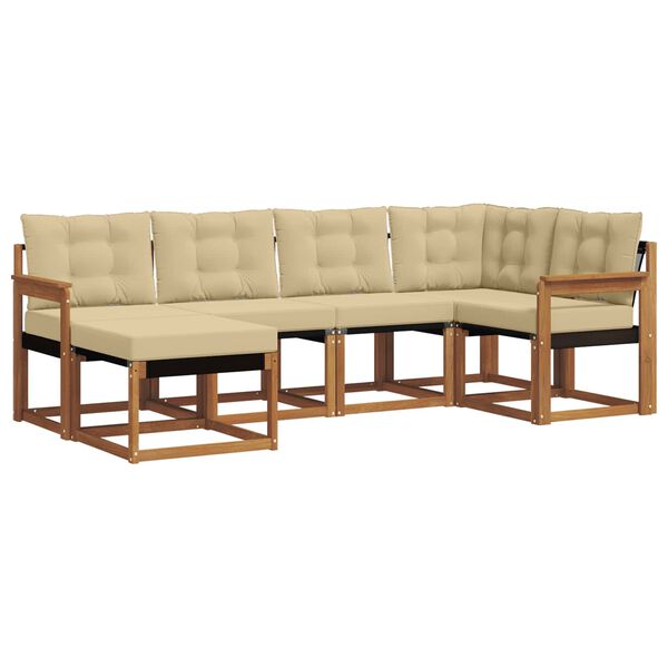 vidaXL Utomhussoffset med kudde 6 pcs Naturlig och Beige