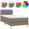 vidaXL Rams&auml;ng med madrass & LED taupe 90x190 cm tyg