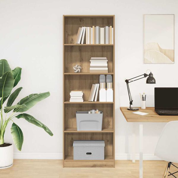 vidaXL Bokhylla hantverksm&auml;ssig ek 60x24x176 cm konstruerat tr&auml;