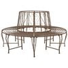 vidaXL Tr&auml;db&auml;nk 8-Antal sittplatser &Oslash; 160 x 89 cm St&aring;l Antik Brun Rund