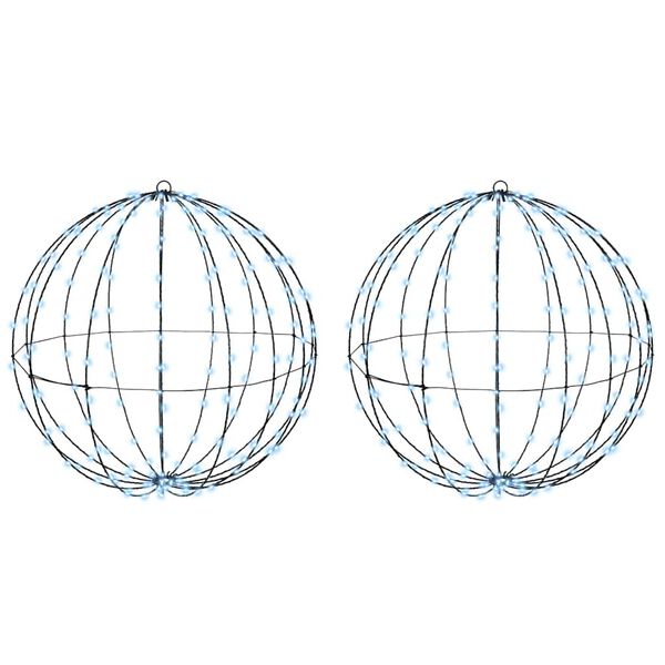 vidaXL Ball med 384 LED-lampor 2 pcs Kallvit 60 cm Metall