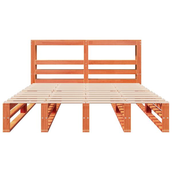 vidaXL S&auml;ngram utan madrass vaxbrun 140x200 cm massiv furu