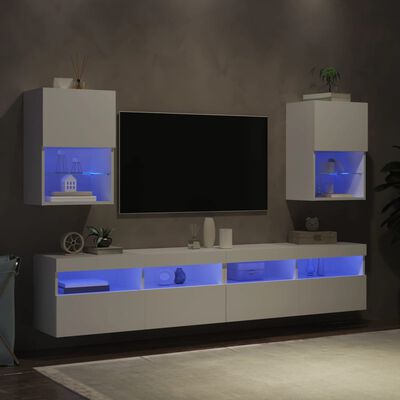 vidaXL TV-bänk med LED-belysning 2 st vit 40,5x30x60 cm