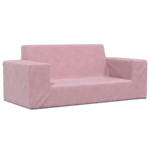 vidaXL Barnsoffa 2-sits rosa mjuk plysch