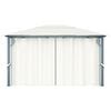 vidaXL Paviljong med gardin & ljusslinga LED 4x3 m gräddvit aluminium