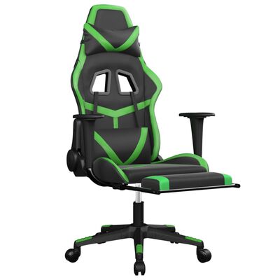 vidaXL Gamingstol med massage och fotstöd svart och grön konstläder