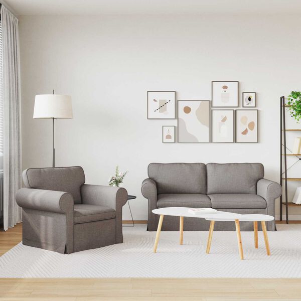 vidaXL Soffa 2 pcs Taupe 175 x 82 x 80 cm tyg