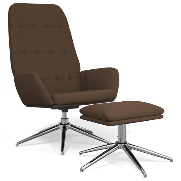 vidaXL Vilstol med fotpall brun mikrofibertyg