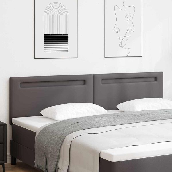 vidaXL LED huvuddyna Grå 200 cm Konstläder