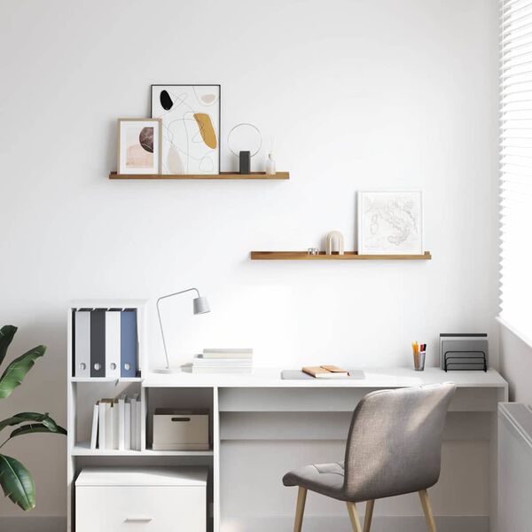 vidaXL V&auml;gg hylla med hylla 2 pcs Brun 80 x 9 x 3 cm Konstruerat tr&auml;
